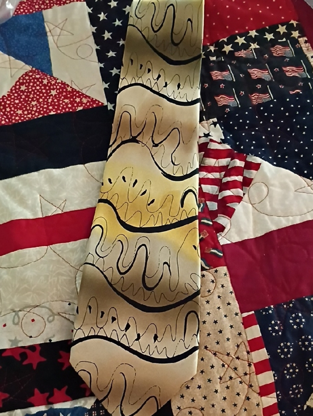 Silk Beige & Yellow Abstract Pattern Tie